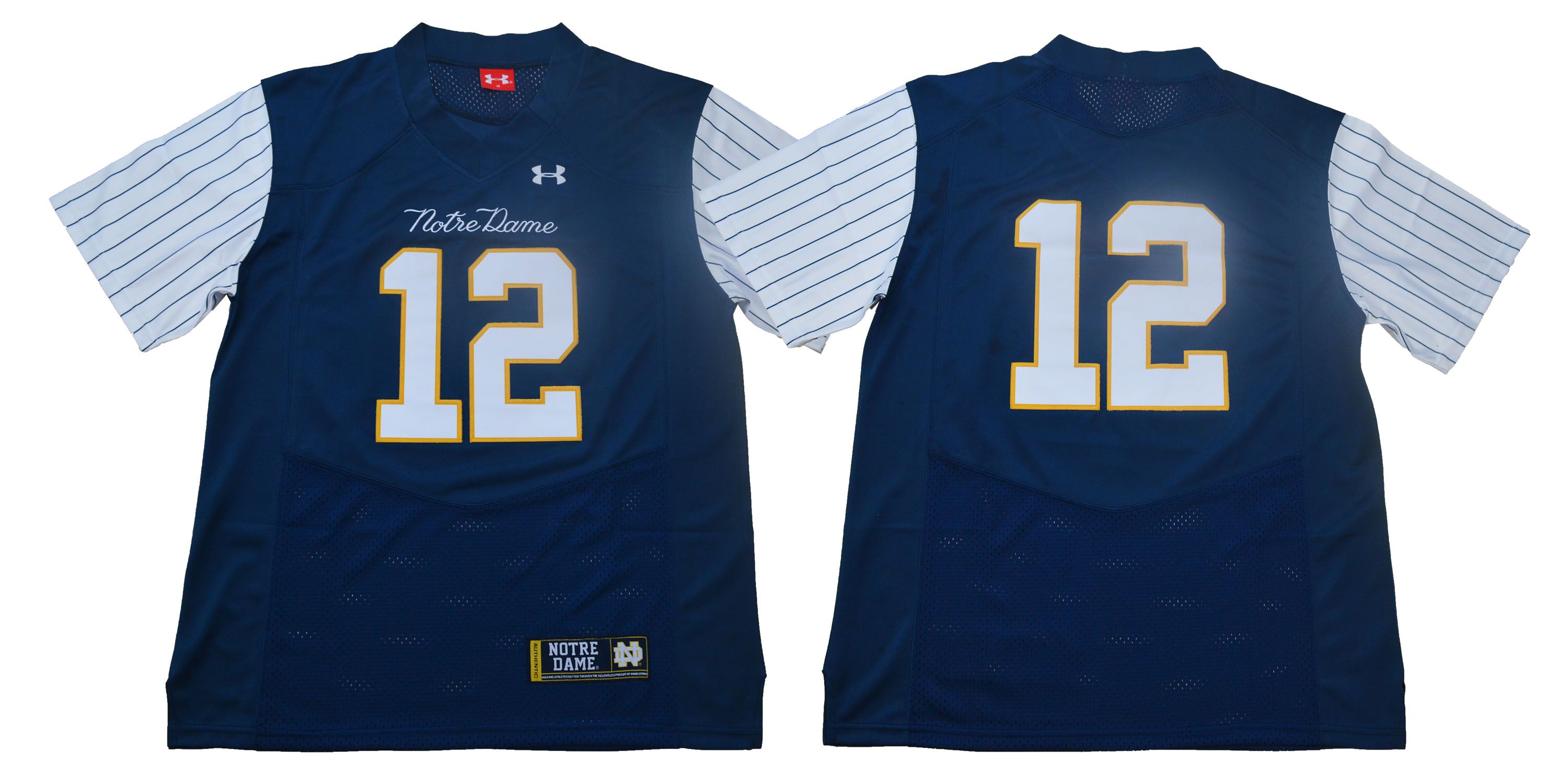 Men Norte Dame Fighting Irish #12 No name Stripe Blue Stitched NCAA Jersey->ncaa teams->NCAA Jersey